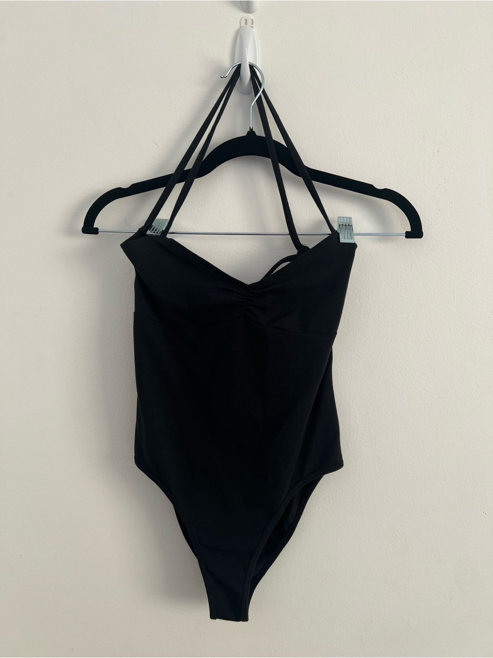 NWT Forever 21 Black Ruched Strappy Bodysuit Size S Y2K Going Out